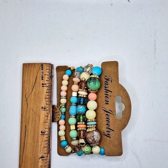 Pink and blue heart Charm bracelet Beaded accessory stone keepsake - Picture 4 of 5